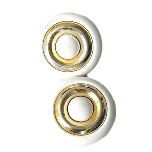 Vintage White Gold Circle Clip On Statement Costume Earrings